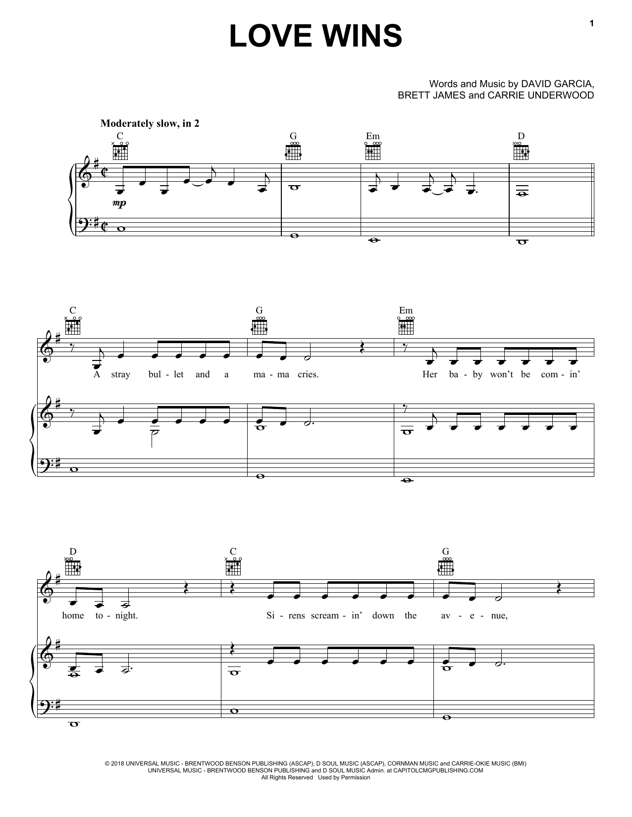 Carrie Underwood Love Wins sheet music notes and chords arranged for Ukulele