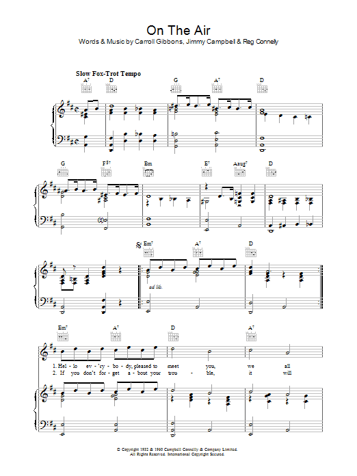 Carroll Gibbons On The Air sheet music notes and chords arranged for Piano, Vocal & Guitar Chords