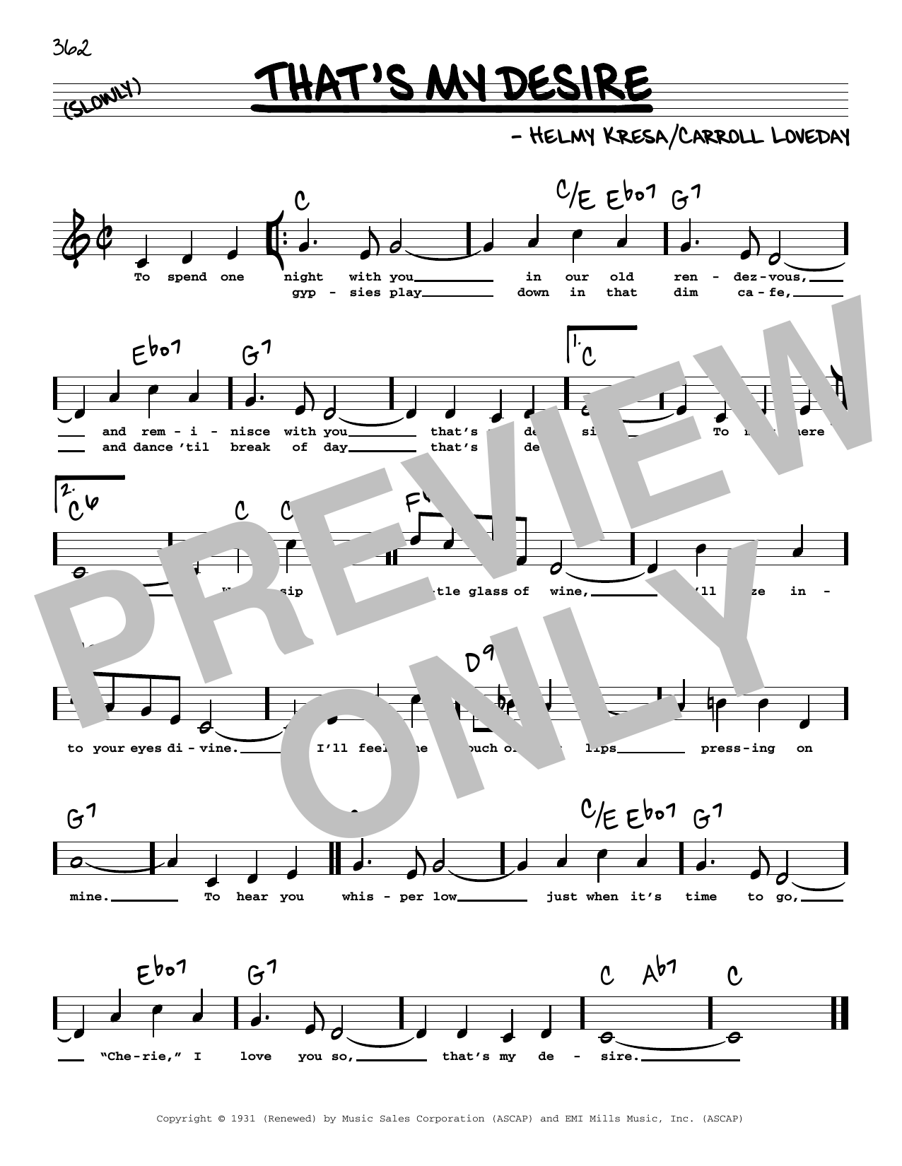 Carroll Loveday That's My Desire (High Voice) sheet music notes and chords arranged for Real Book – Melody, Lyrics & Chords