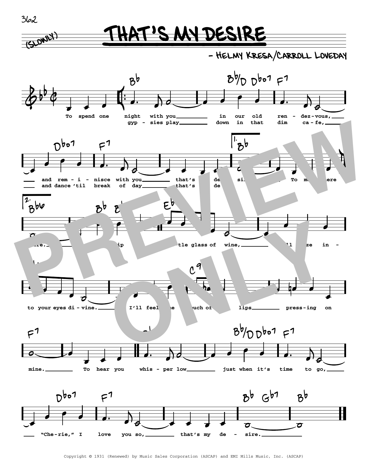 Carroll Loveday That's My Desire (Low Voice) sheet music notes and chords arranged for Real Book – Melody, Lyrics & Chords