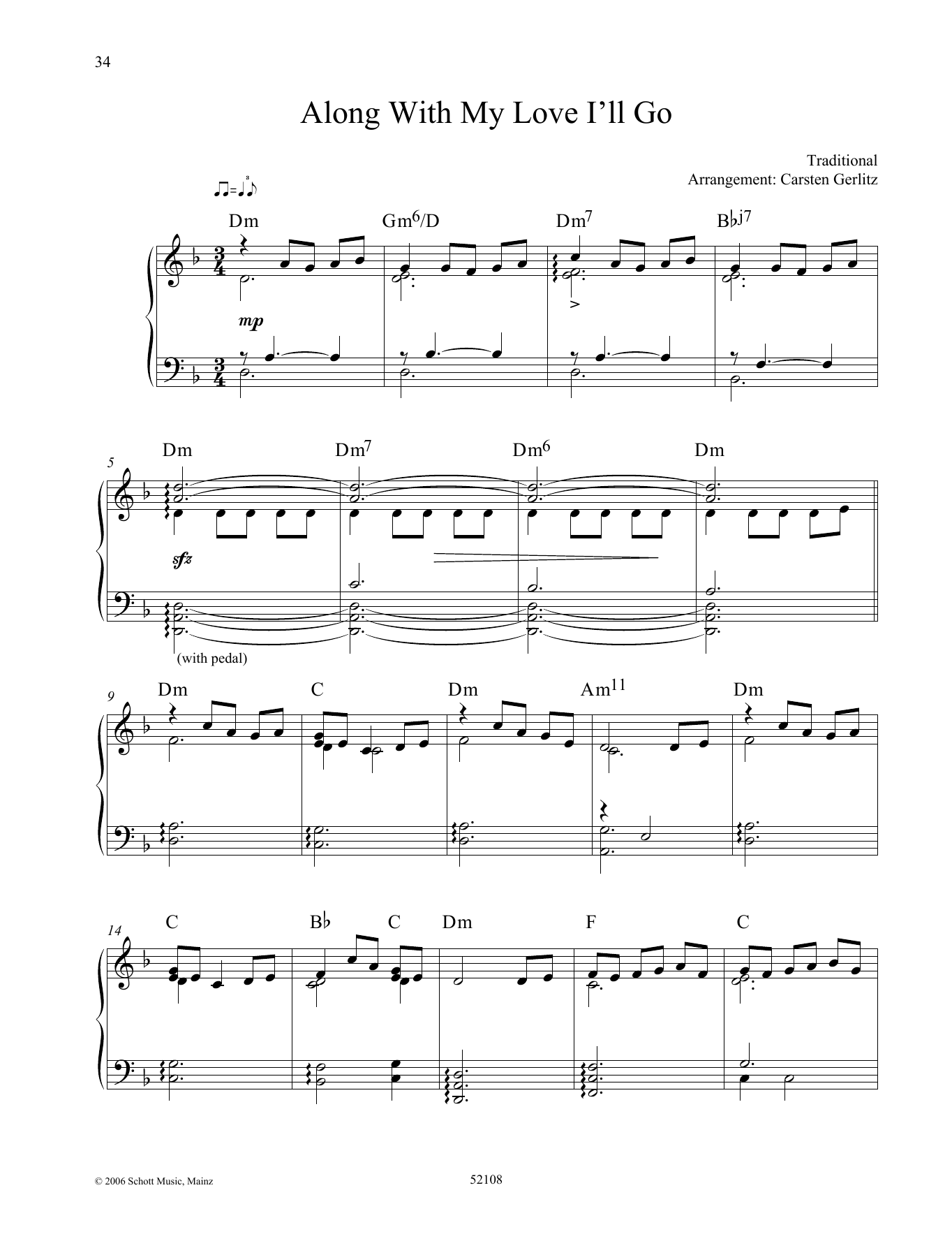 Carsten Gerlitz Along With My Love I'll Go sheet music notes and chords arranged for Piano Solo