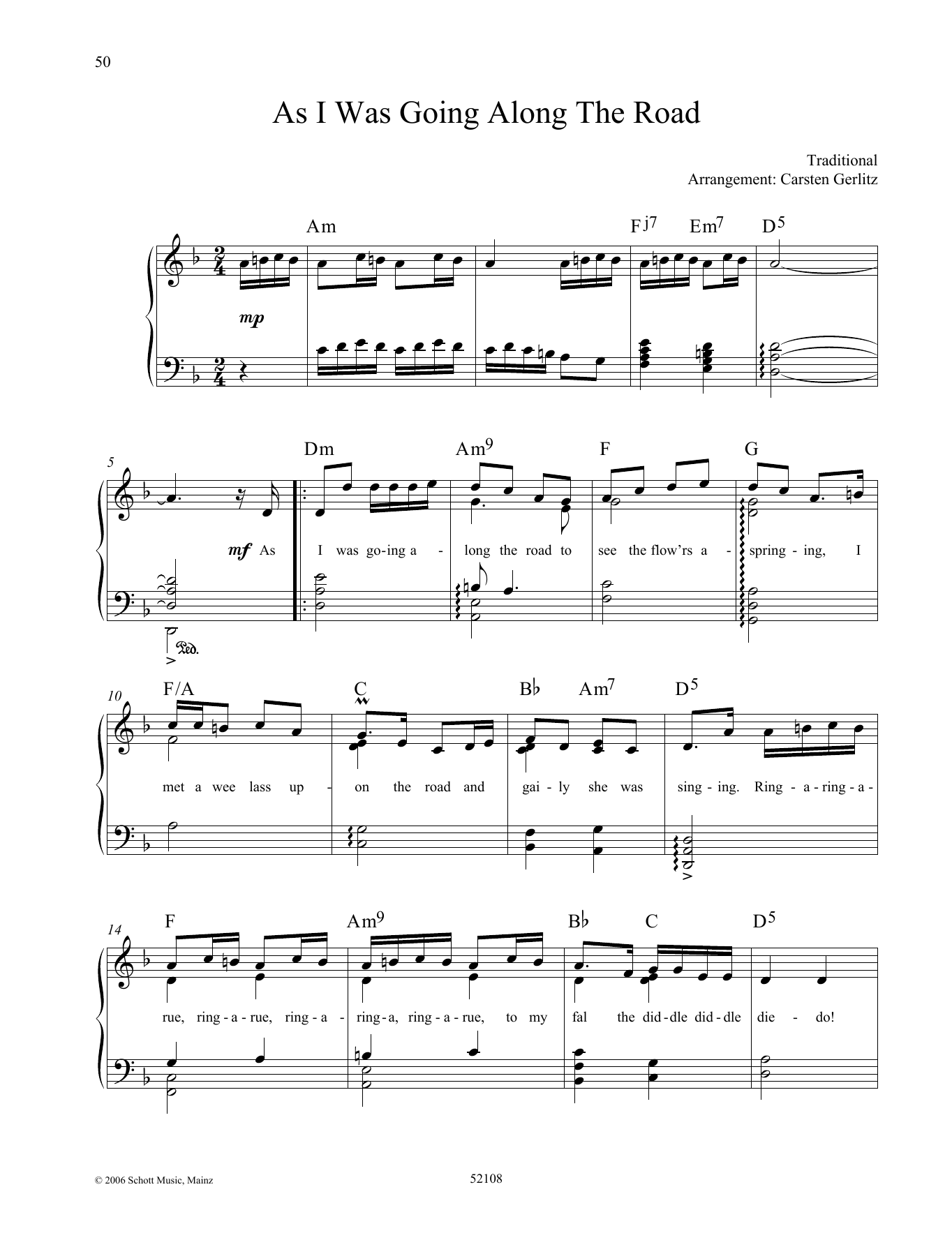 Carsten Gerlitz As I Was Going Along The Road sheet music notes and chords arranged for Piano Solo