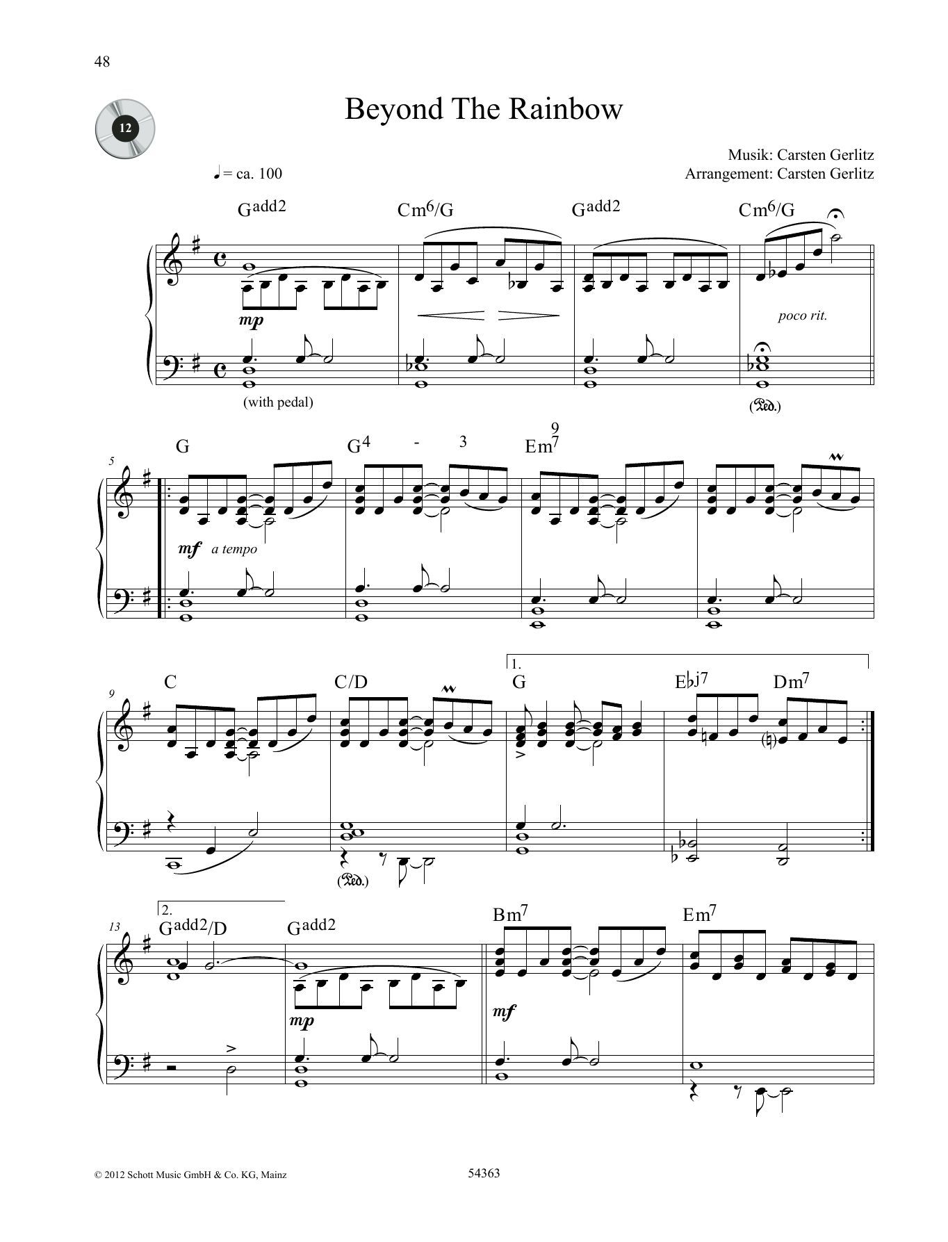 Carsten Gerlitz Beyond the Rainbow sheet music notes and chords arranged for Piano Solo