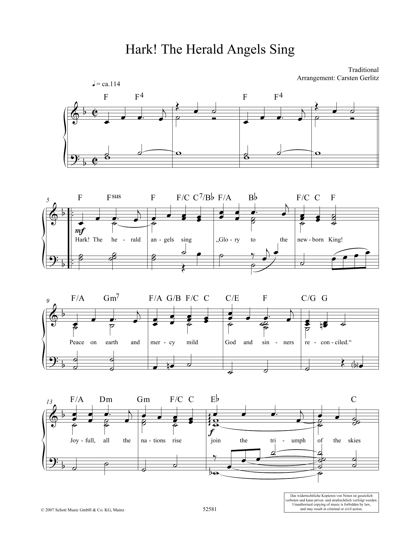 Carsten Gerlitz Hark! The Herald Angels Sing sheet music notes and chords arranged for Piano Solo