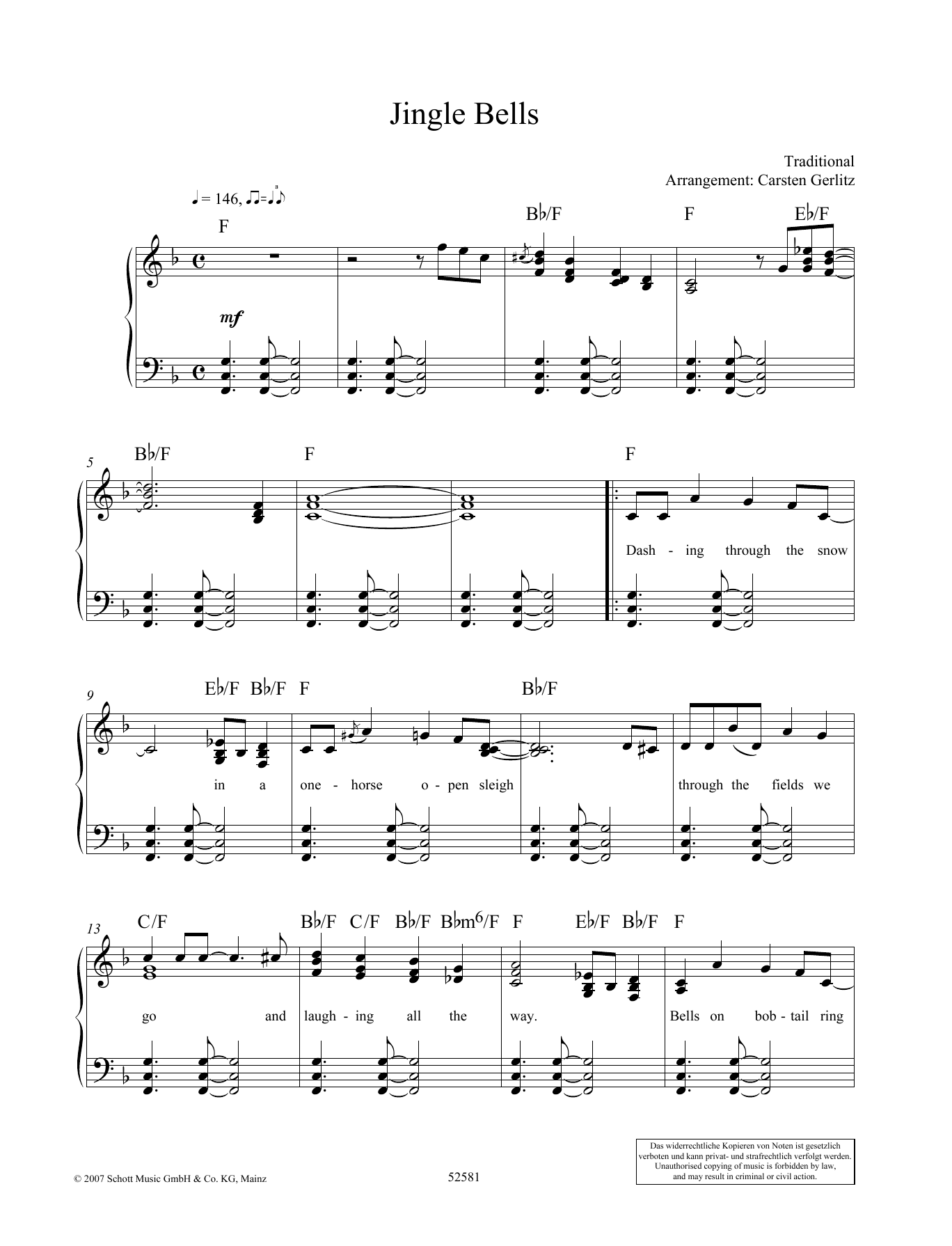 Carsten Gerlitz Jingle Bells sheet music notes and chords arranged for Piano Solo