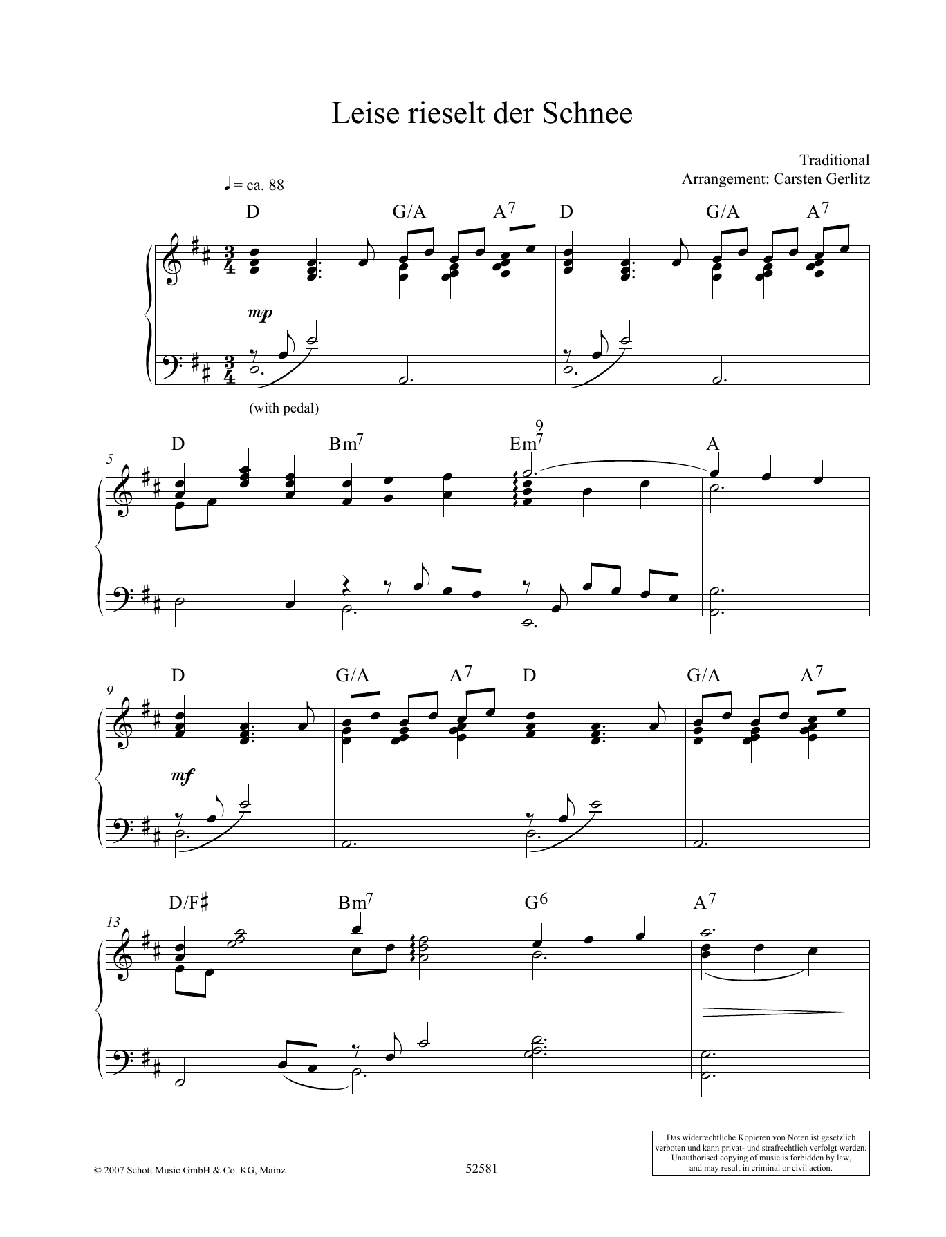 Carsten Gerlitz Leise rieselt der Schnee sheet music notes and chords arranged for Piano Solo