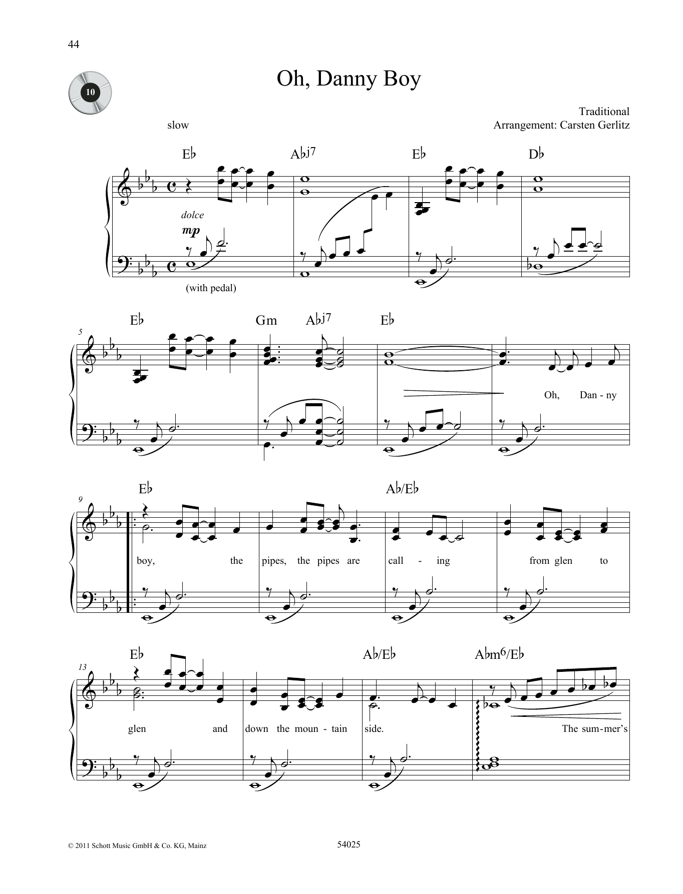 Carsten Gerlitz Oh Danny Boy sheet music notes and chords arranged for Piano Solo