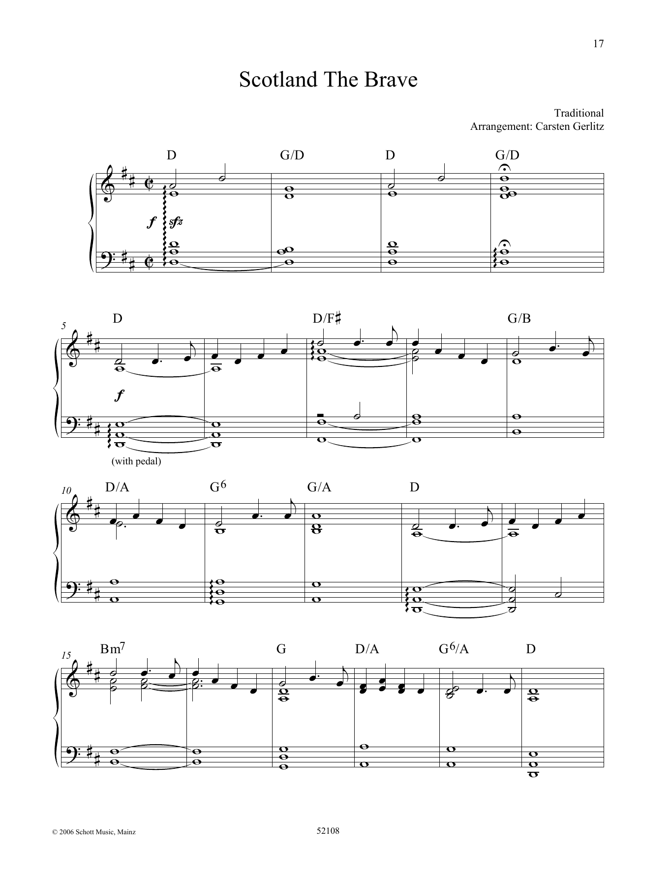 Carsten Gerlitz Scotland The Brave sheet music notes and chords arranged for Piano Solo
