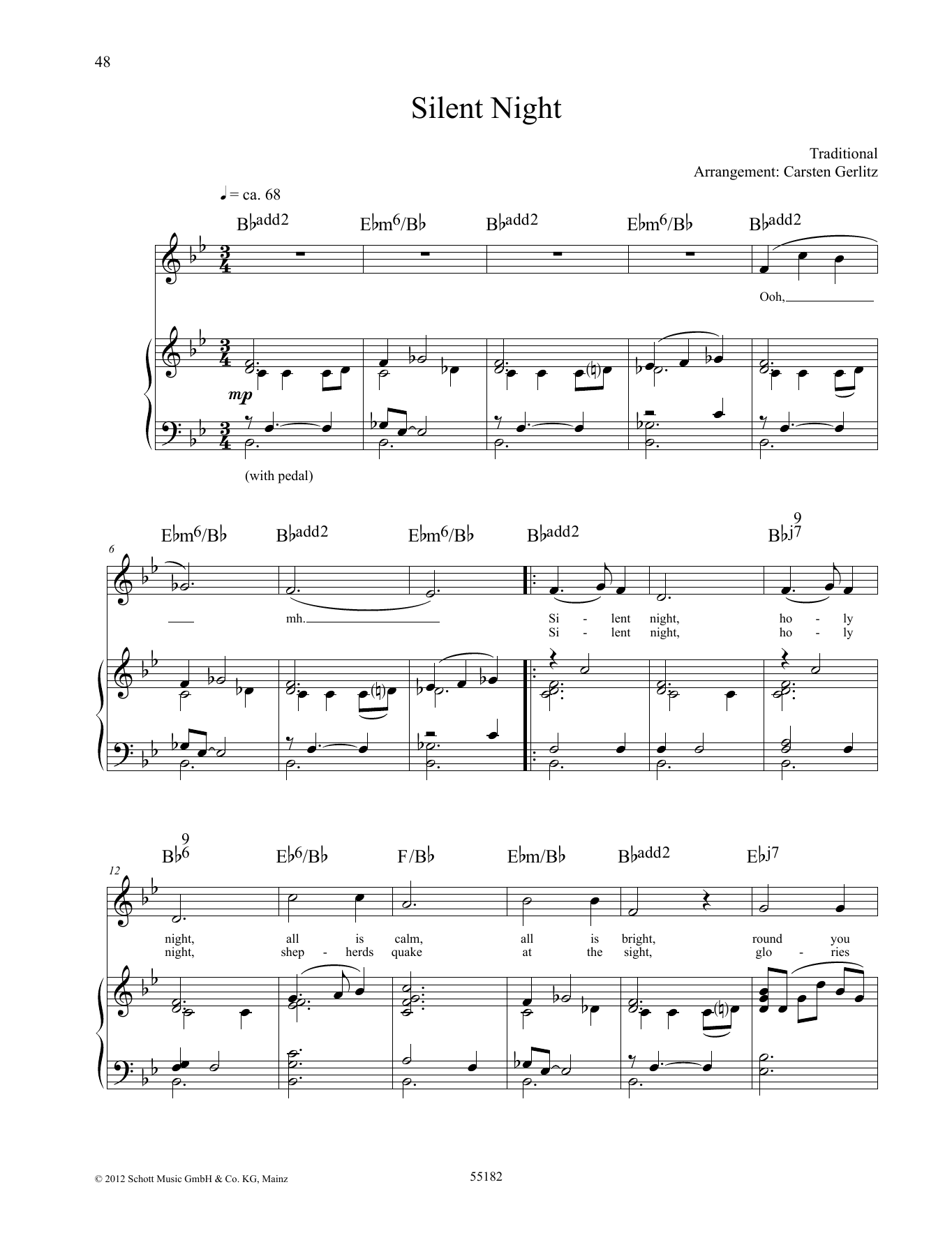 Carsten Gerlitz Silent Night sheet music notes and chords arranged for Piano & Vocal