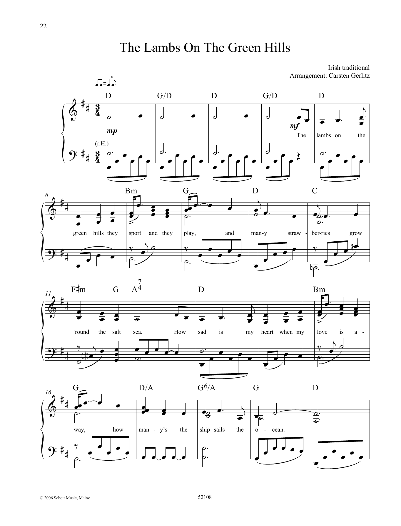 Carsten Gerlitz The Lambs On the Green Hills sheet music notes and chords arranged for Piano Solo