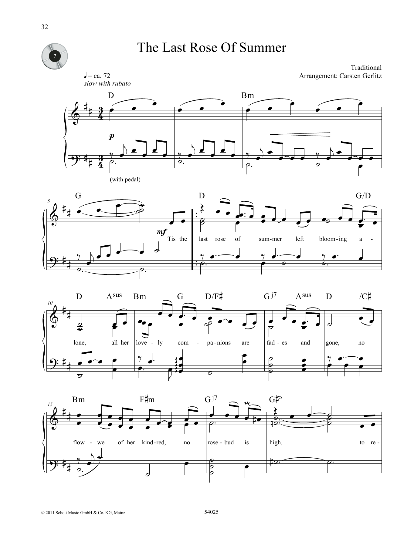 Carsten Gerlitz The Last Rose of Summer sheet music notes and chords arranged for Piano Solo