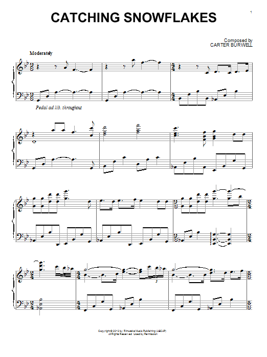 Carter Burwell Catching Snowflakes sheet music notes and chords arranged for Piano Solo