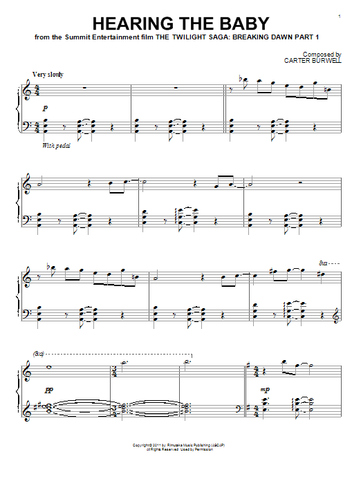 Carter Burwell Hearing The Baby sheet music notes and chords arranged for Piano Solo