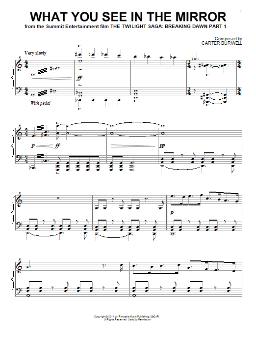 Carter Burwell What You See In The Mirror sheet music notes and chords arranged for Piano Solo