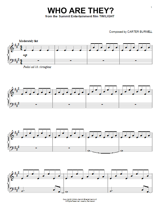 Carter Burwell Who Are They? sheet music notes and chords arranged for Big Note Piano