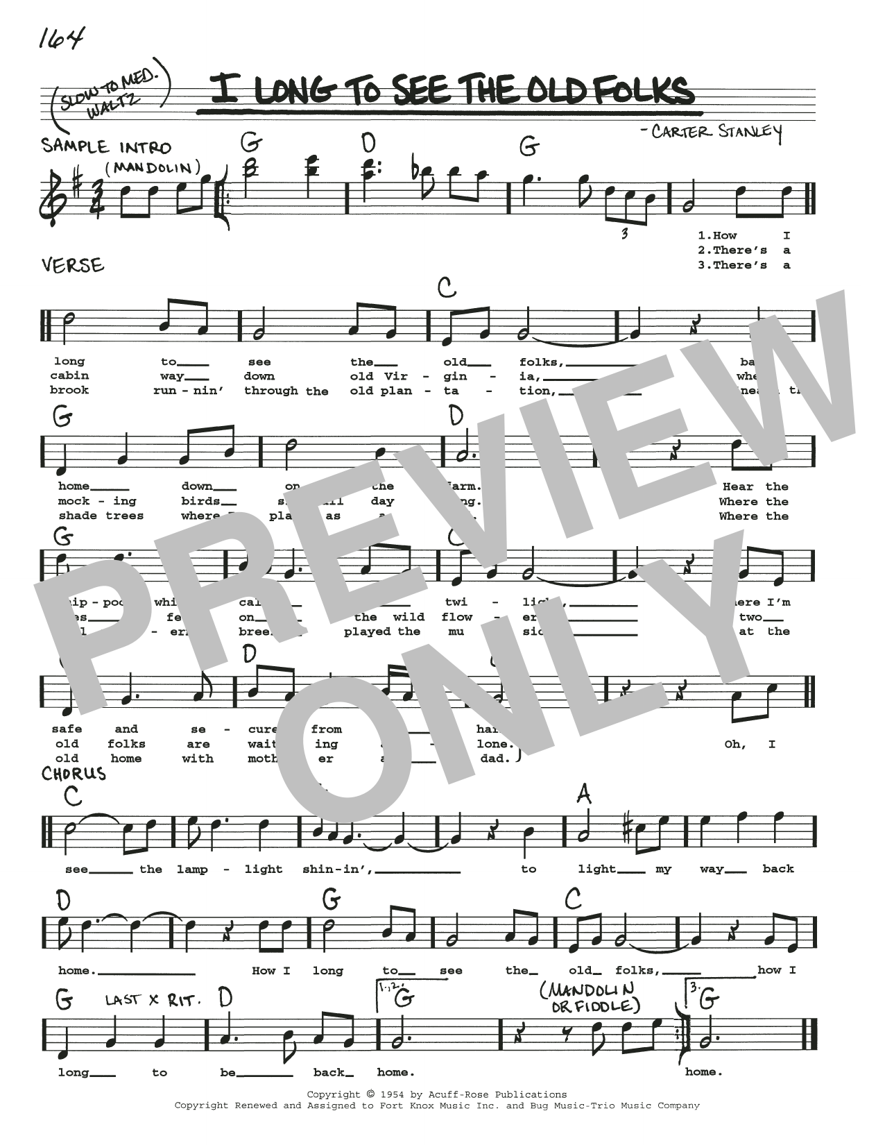 Carter Stanley I Long To See The Old Folks sheet music notes and chords arranged for Real Book – Melody, Lyrics & Chords