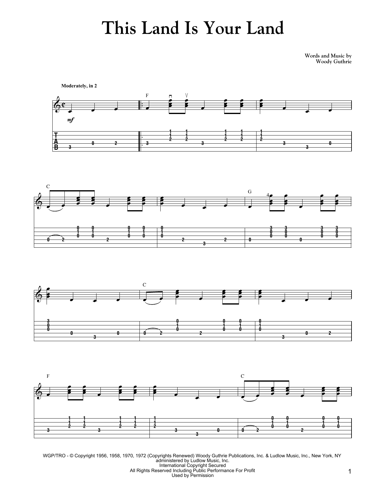 Carter Style Guitar This Land Is Your Land sheet music notes and chords arranged for Solo Guitar