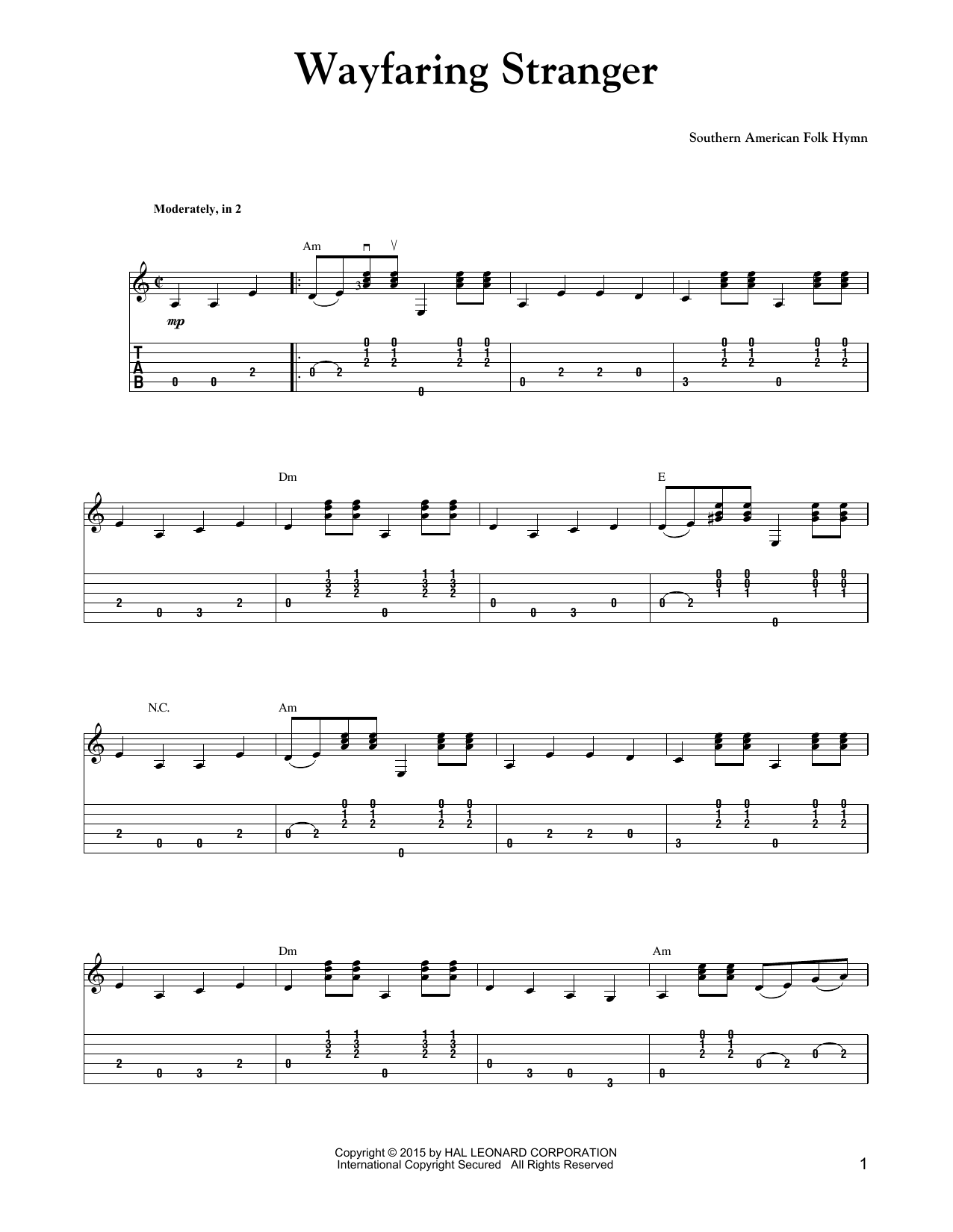 Carter Style Guitar Wayfaring Stranger sheet music notes and chords arranged for Solo Guitar