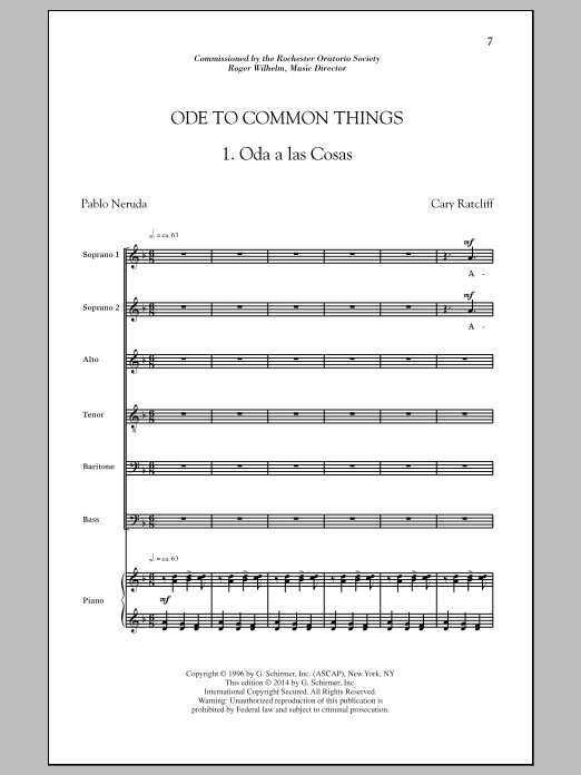 Cary Ratcliff Ode To Common Things sheet music notes and chords arranged for SATB Choir