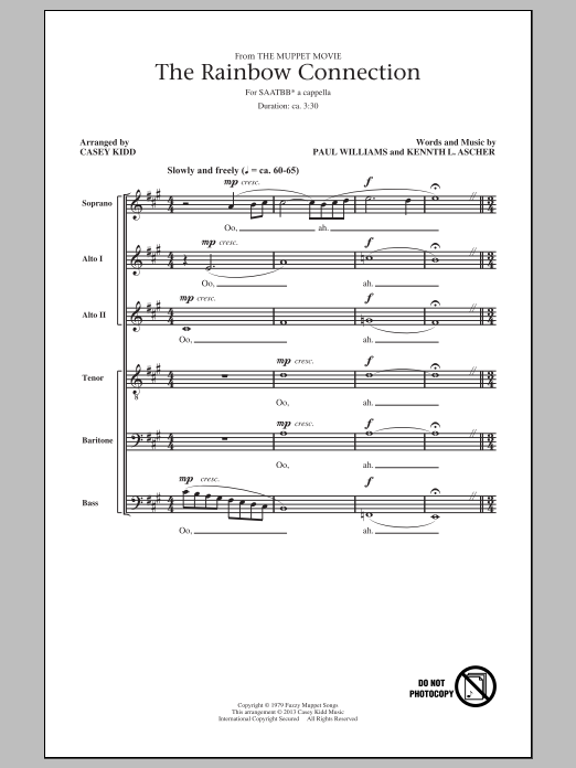 Casey Kidd The Rainbow Connection sheet music notes and chords arranged for SATB Choir