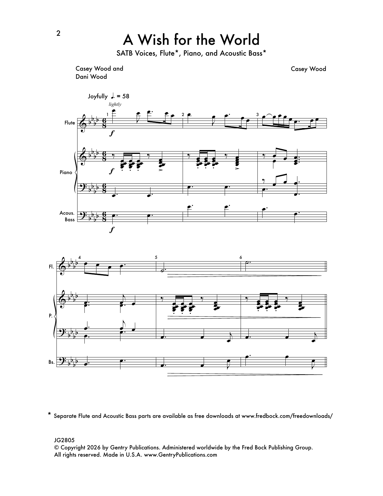 Casey Wood A Wish For The World sheet music notes and chords arranged for SATB Choir