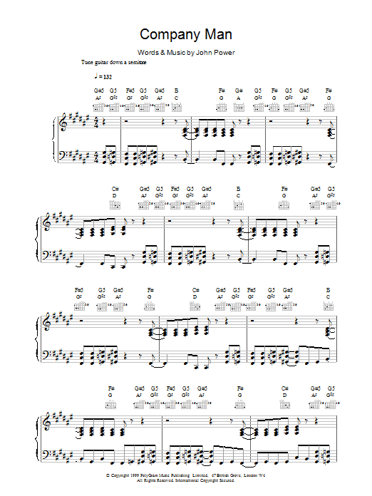 Cast Company Man sheet music notes and chords arranged for Piano, Vocal & Guitar Chords