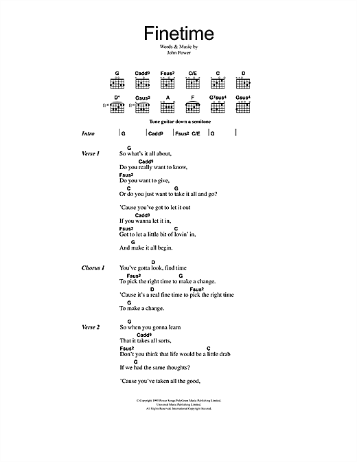 Cast Finetime sheet music notes and chords arranged for Guitar Chords/Lyrics