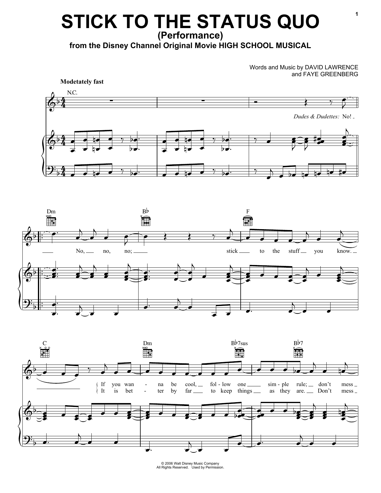 Cast of High School Musical: The Musical: The Series Stick To The Status Quo (from High School Musical: The Musical: The Series) sheet music notes and chords arranged for Piano, Vocal & Guitar Chords (Right-Hand Melody)