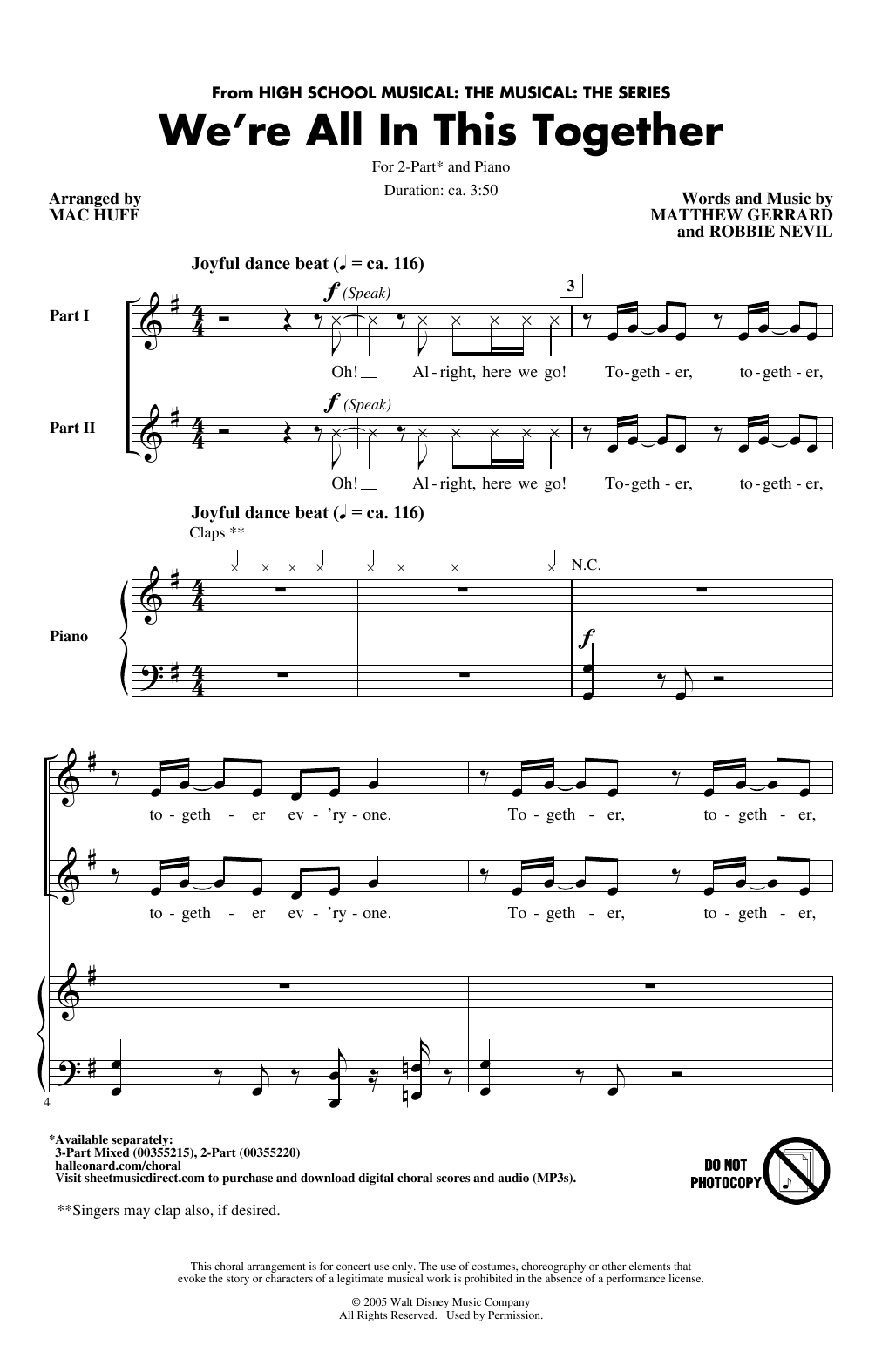 Cast of High School Musical: The Musical: The Series We're All In This Together (from High School Musical: The Musical: The Series) (arr. Mac Huff) sheet music notes and chords arranged for 2-Part Choir