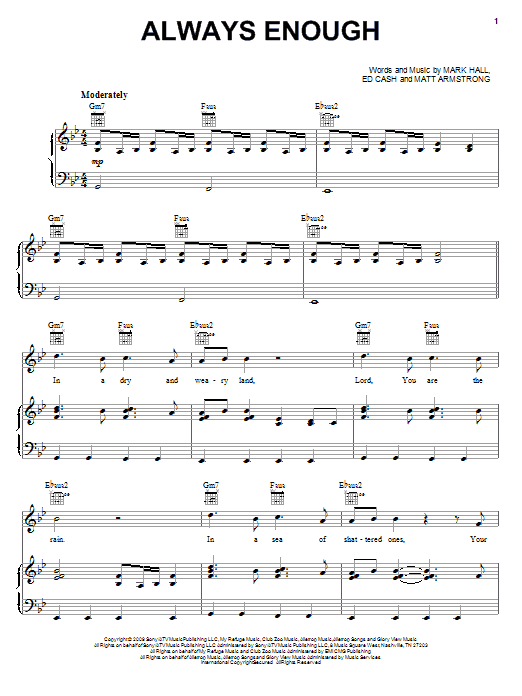 Casting Crowns Always Enough sheet music notes and chords arranged for Piano, Vocal & Guitar Chords (Right-Hand Melody)