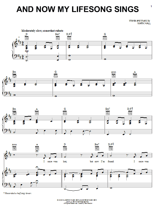 Casting Crowns And Now My Lifesong Sings sheet music notes and chords arranged for Easy Piano