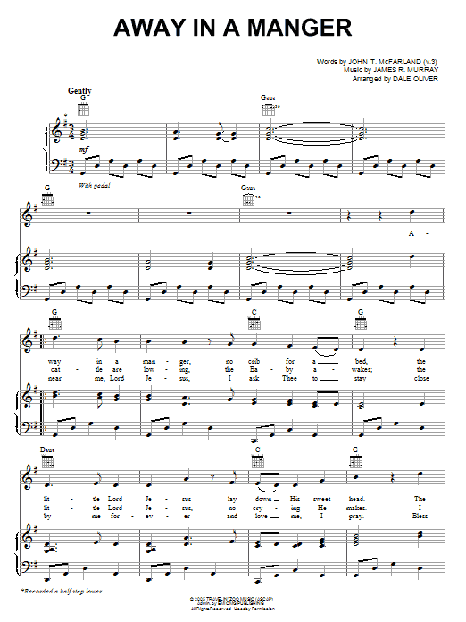 Casting Crowns Away In A Manger sheet music notes and chords arranged for Piano, Vocal & Guitar Chords (Right-Hand Melody)
