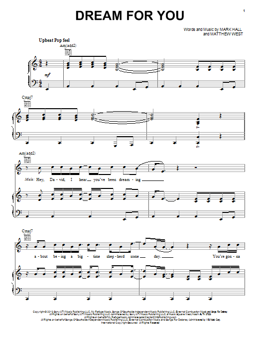 Casting Crowns Dream For You sheet music notes and chords arranged for Piano, Vocal & Guitar Chords (Right-Hand Melody)