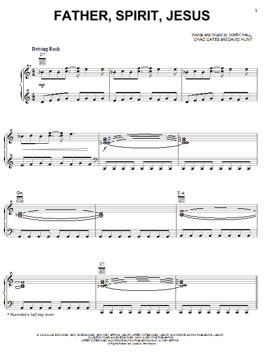Casting Crowns Father Spirit Jesus sheet music notes and chords arranged for Easy Piano