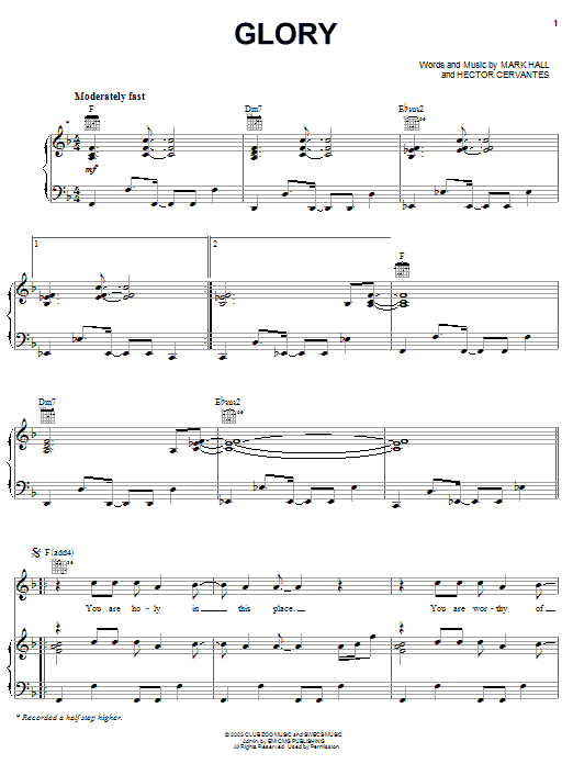 Casting Crowns Glory sheet music notes and chords arranged for Easy Piano