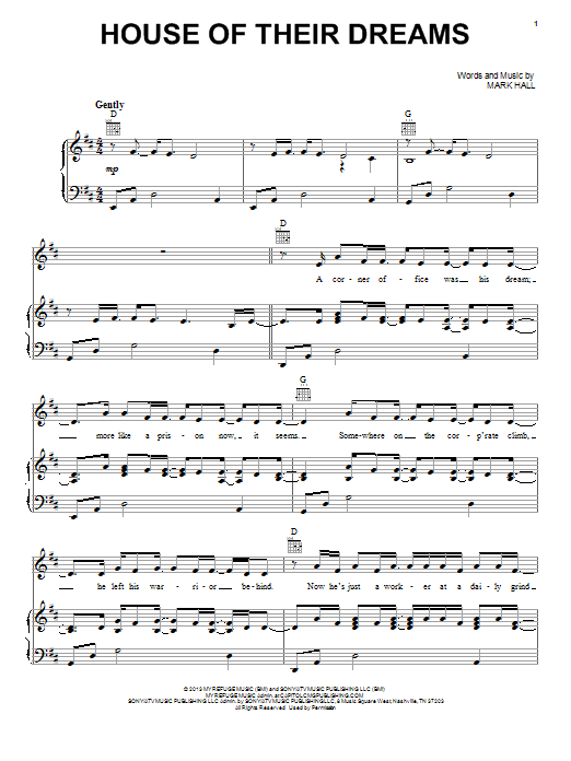 Casting Crowns House Of Their Dreams sheet music notes and chords arranged for Piano, Vocal & Guitar Chords (Right-Hand Melody)