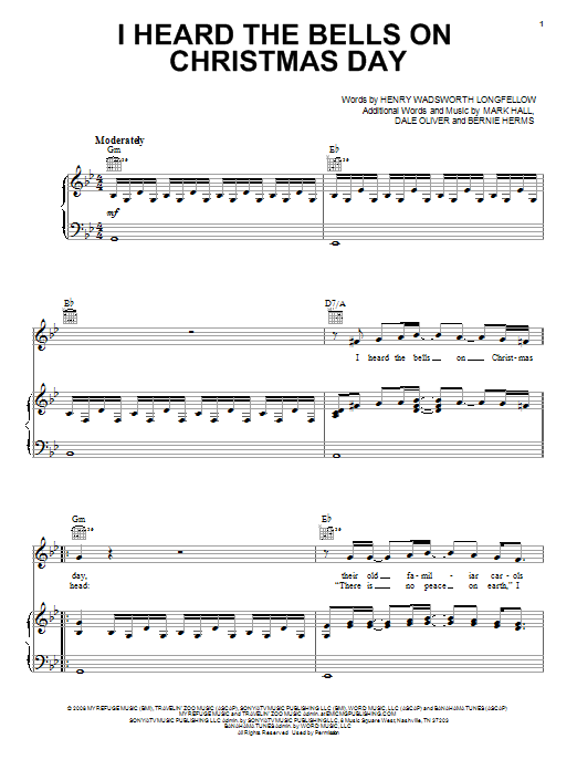 Casting Crowns I Heard The Bells On Christmas Day sheet music notes and chords arranged for Piano, Vocal & Guitar Chords (Right-Hand Melody)