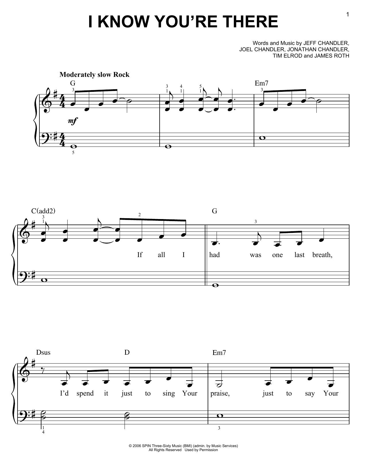 Casting Crowns I Know You're There sheet music notes and chords arranged for Piano, Vocal & Guitar Chords (Right-Hand Melody)