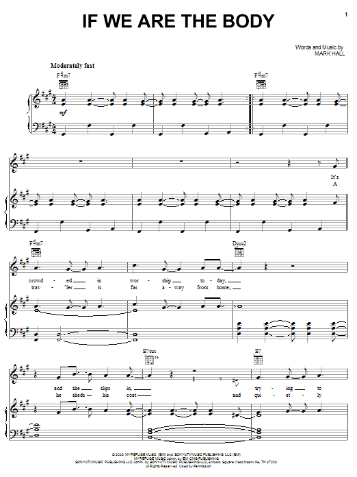 Casting Crowns If We Are The Body sheet music notes and chords arranged for Piano, Vocal & Guitar Chords (Right-Hand Melody)