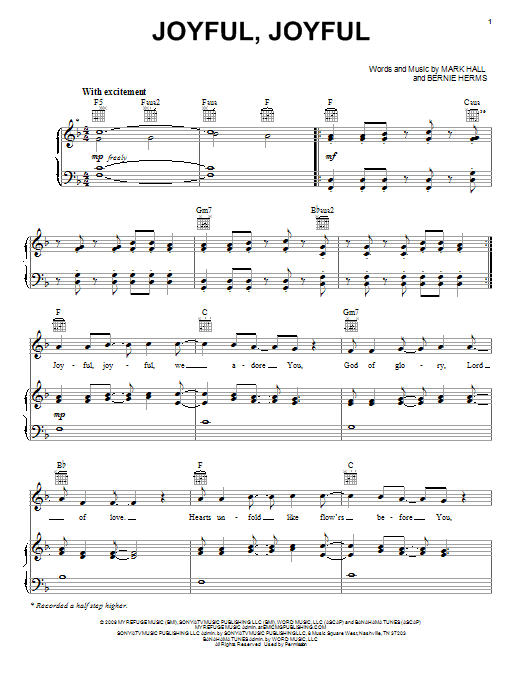 Casting Crowns Joyful, Joyful sheet music notes and chords arranged for Easy Piano