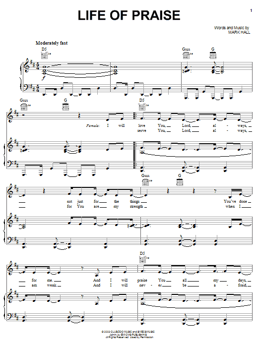 Casting Crowns Life Of Praise sheet music notes and chords arranged for Easy Piano