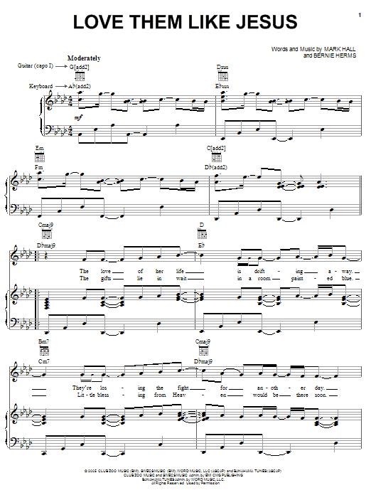 Casting Crowns Love Them Like Jesus sheet music notes and chords arranged for Easy Piano