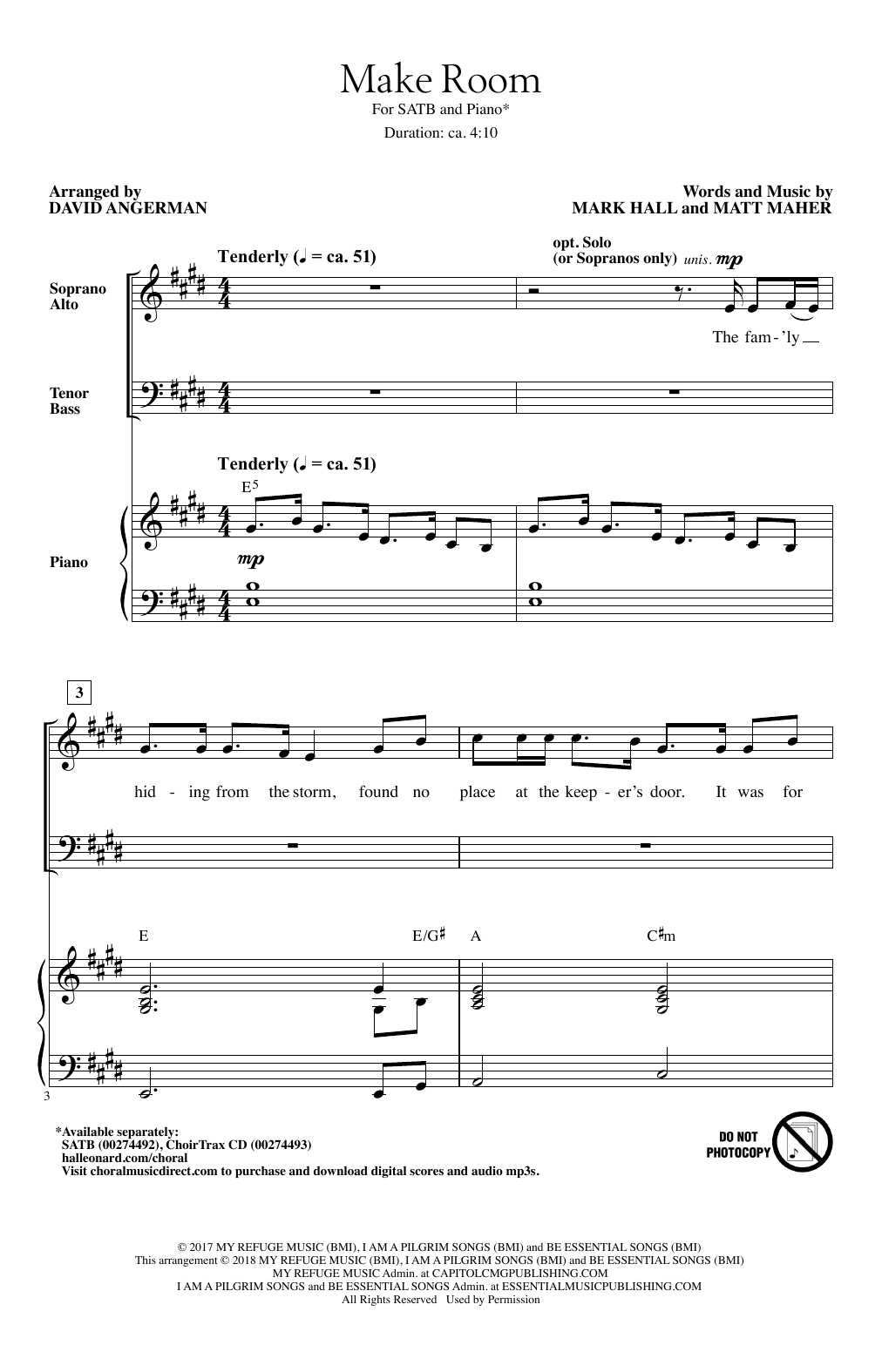 Casting Crowns Make Room (arr. David Angerman) sheet music notes and chords arranged for SATB Choir