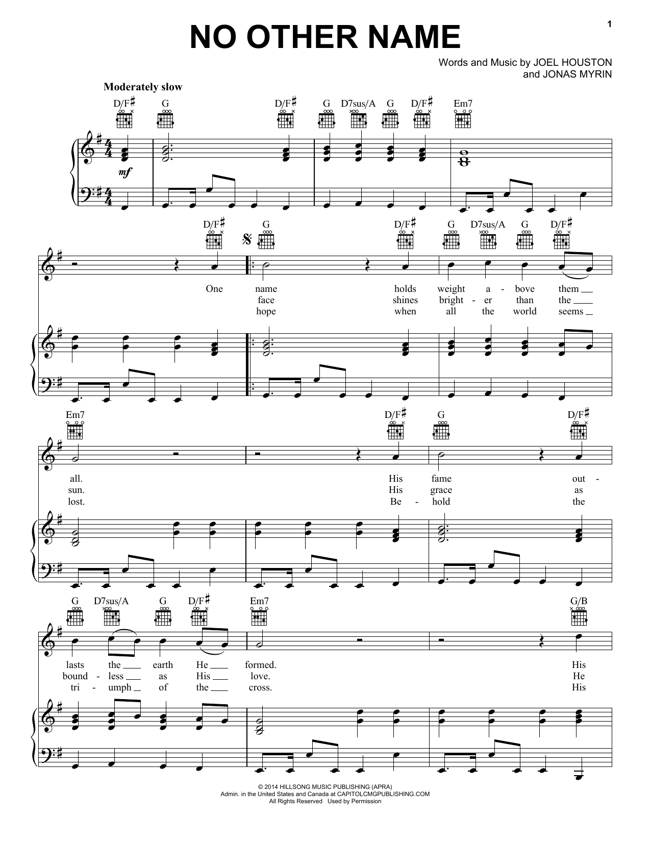 Casting Crowns No Other Name sheet music notes and chords arranged for Piano, Vocal & Guitar Chords (Right-Hand Melody)