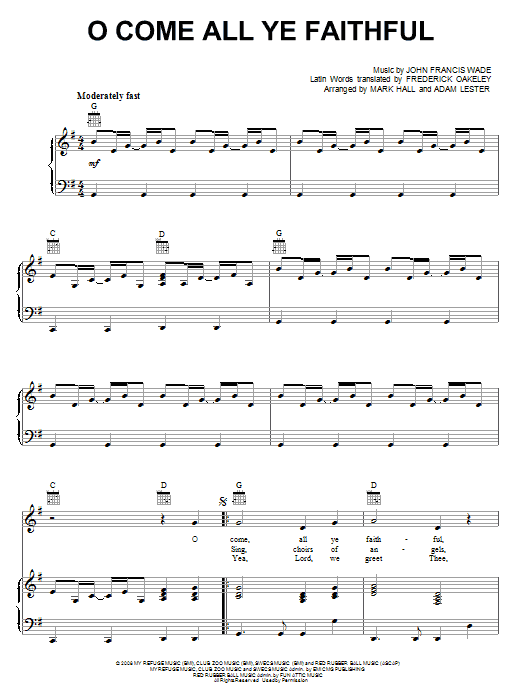 Casting Crowns O Come, All Ye Faithful sheet music notes and chords arranged for Piano, Vocal & Guitar Chords (Right-Hand Melody)