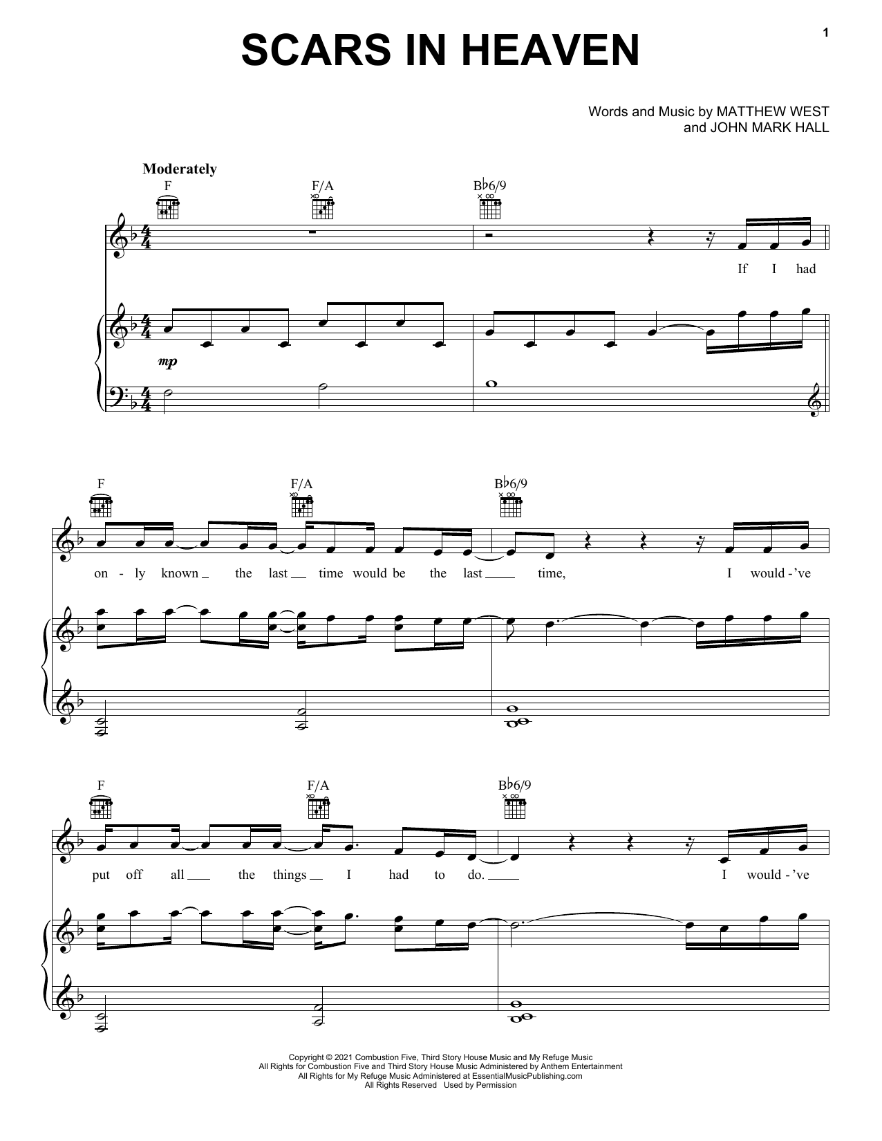Casting Crowns Scars In Heaven sheet music notes and chords arranged for Easy Piano