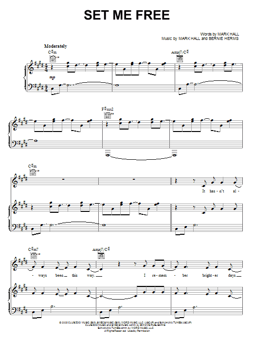 Casting Crowns Set Me Free sheet music notes and chords arranged for Piano, Vocal & Guitar Chords (Right-Hand Melody)