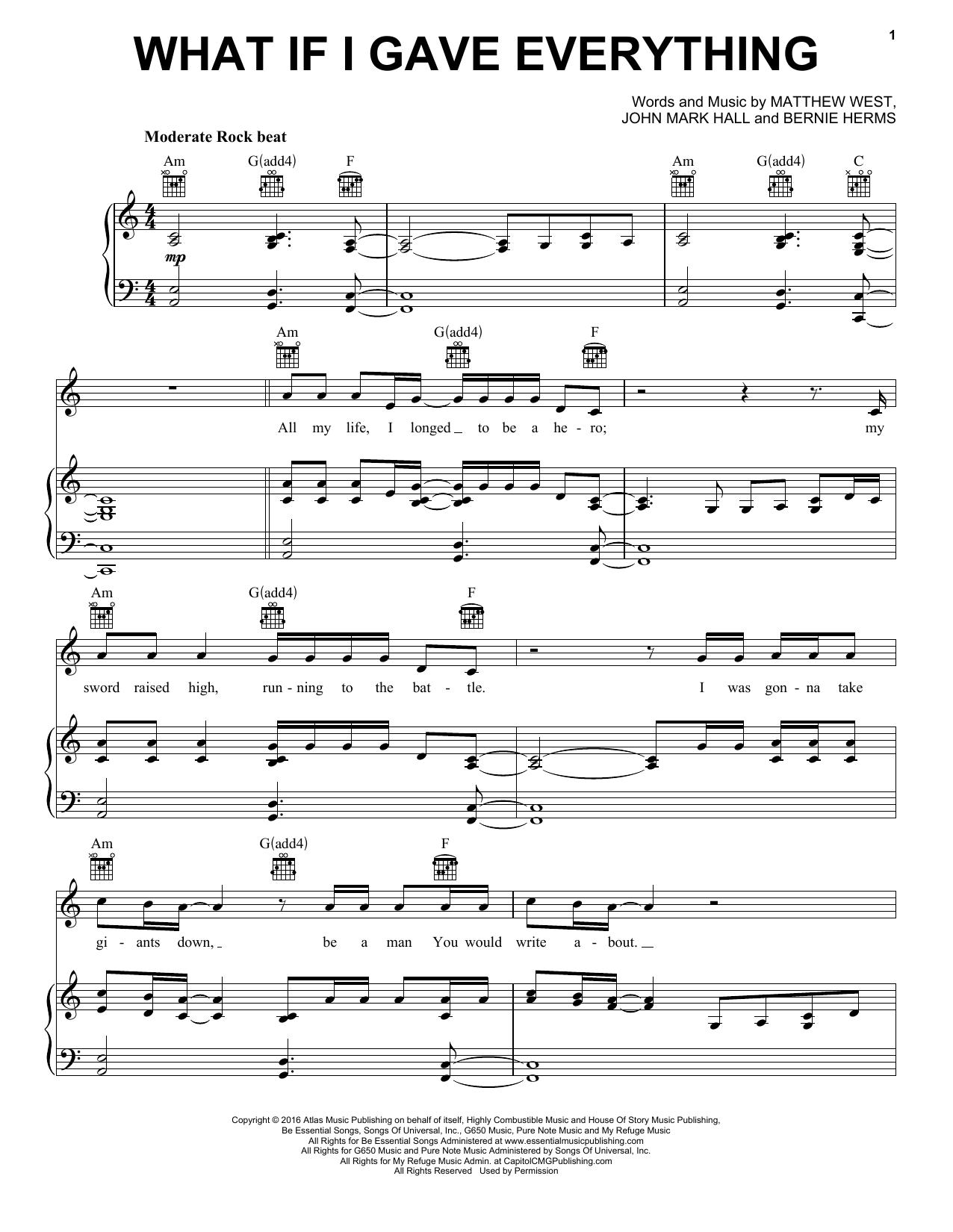 Casting Crowns What If I Gave Everything sheet music notes and chords arranged for Piano, Vocal & Guitar Chords (Right-Hand Melody)