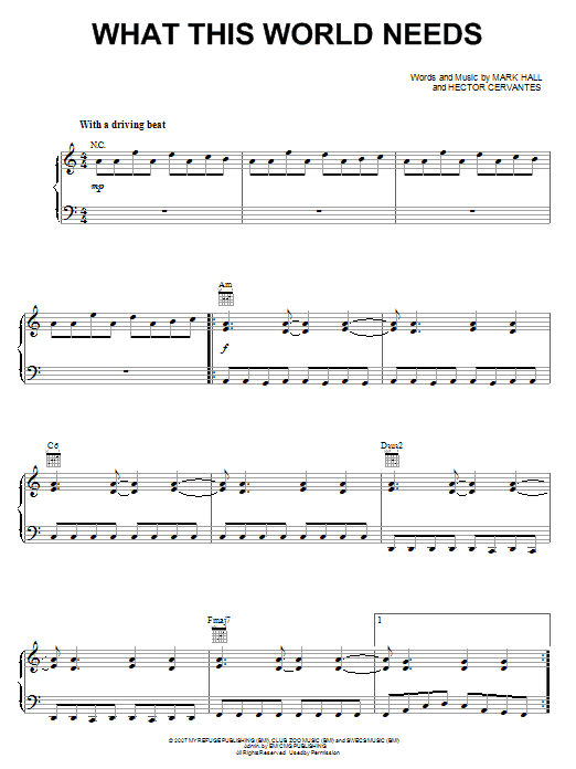 Casting Crowns What This World Needs sheet music notes and chords arranged for Easy Piano