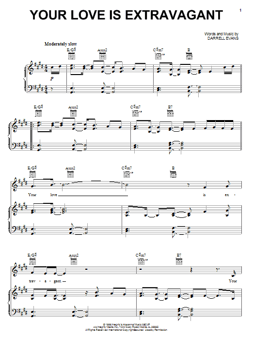Casting Crowns Your Love Is Extravagant sheet music notes and chords arranged for Easy Piano